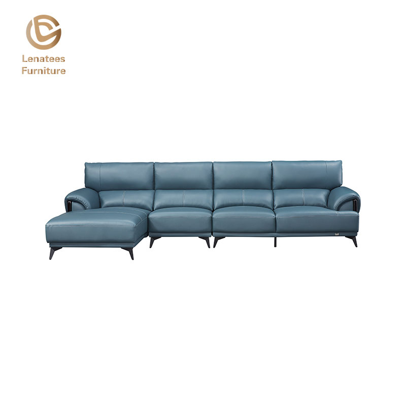 Italienisches minimalistisches Ledersofa in L-Form