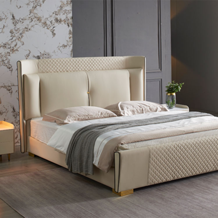 Leichtes Luxusbett aus Leder im neuen Design