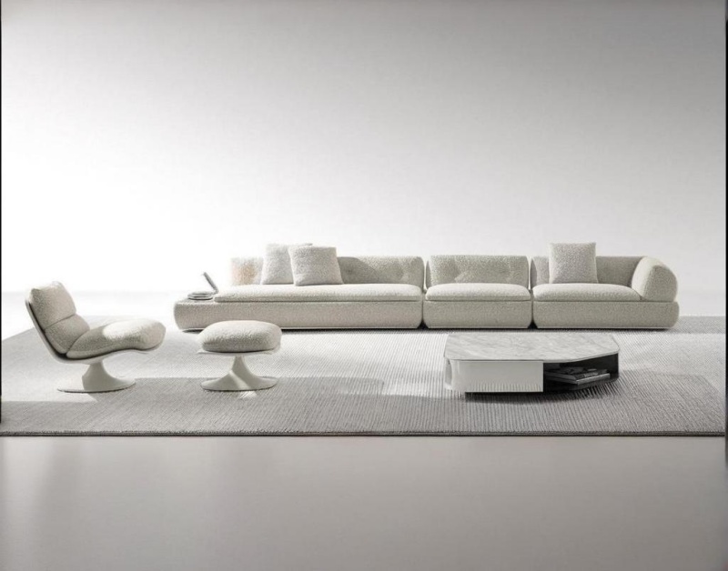 Xinyue Residenz ｜ gekrümmte minimalistische Stoffsofa